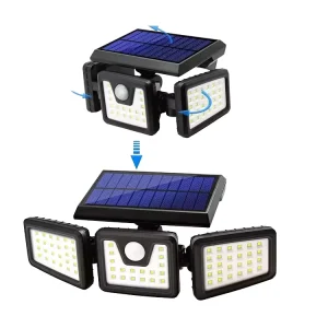 IP65 Waterproof PIR Sensor 3 Head LED Wall Light Outdoor Solar Security Garden Lamp