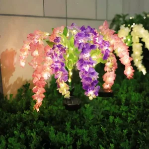 IP65 Waterproof Small Outdoor Solar LED Lamp Simulated Wisteria Lantern for Garden Courtyard Decorative Lighting Weather
