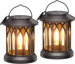 IP65 Waterproof Solar Flame Lantern with Automatic Day/Night Sensor Hanging Vintage LED Garden and Camping Light