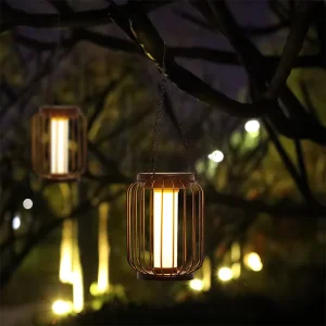 IP65 Waterproof Solar Iron Birdcage Hanging Lantern Outdoor Decorative LED Metal Light for Garden Patio Yard Landscape