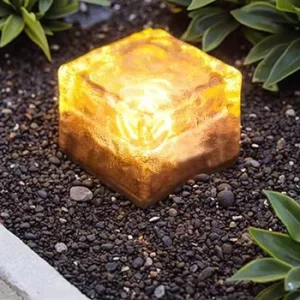 IP65 Waterproof Solar LED RGB Rechargeable Square Ice Block Floor Tile Light Outdoor Garden Home Decorative Glass Small Wireless