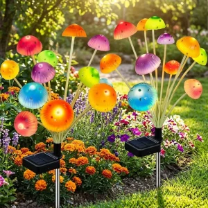 IP65 Waterproof Solar Mushroom Swaying Lamp Outdoor Garden Light with Light Sensor Control