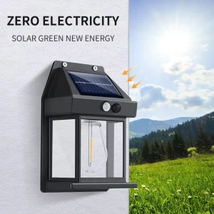 IP65 Waterproof Solar Wall Light 6000K Daylight LED Plastic Outdoor Garden Lamp with Motion Sensor Security Light for Courtyard