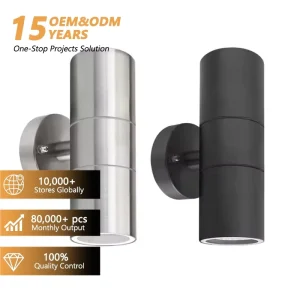 IP65 Waterproof up Down Spotlight Wall Sconce 110V 220V GU10 Garden Porch LED Stainless Steel Outdoor Wall Lamp