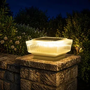 IP65 waterproof solar-powered remote-control timer warm-white LED outdoor decorative pillar light dimmable no assembly