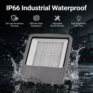 IP66 Corrosion Resistant 100W 200W CRI 80 120 Beam Angle Lightweight LED Flood Light for Coastal Villa Garden Parking Lot