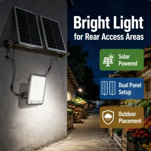 IP66 Dual Panels LED Solar Flood Light 100W Solar Sensor Outdoor Project Lamp LiFePO4 for Countryside Road Yard Customizable