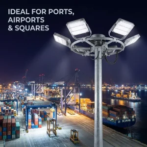 IP66 LED Aluminum Container Terminal High Mast Light 150lm/W Anti-Corrosion with 5-Year Warranty