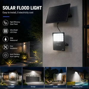 IP66 Outdoor Solar Flood Light Waterproof LED Solar Security Light for Garden Yard Street Wall