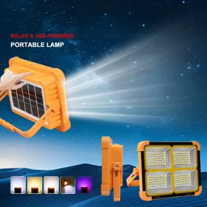 IP66 Portable LED Rechargeable Flood Light Remote Control Warm White Plastic Shade Multifunctional Emergency Lantern for Camping