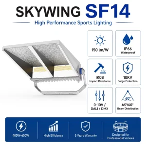 IP66 Waterproof LED High Mast Lamp with U-Bracket Ceiling Mount, 25-90 Degree Beam Angle, for Stadium Area Lighting