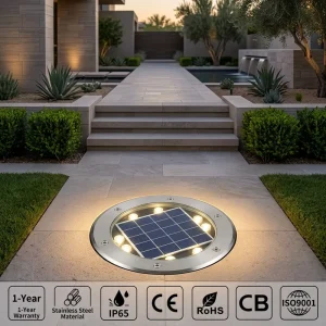 IP67 Dustproof Solar Ground Lights Outdoor High Brightness LED Heat Resistant SS In Ground Garden Light for Driveway Path Villa