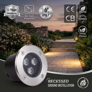 IP67 Heavy Duty Inground Light IK10 Impact Resistant Die-cast Aluminum Outdoor Driveway Landscape Spotlight for Garden Walkway