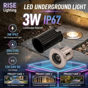 IP67 IP68 Mini Waterproof 1W 3W 12V 24V Outdoor Inground Deck Linear Garden Buried Stair LED Light