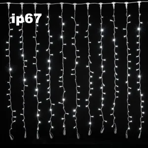 IP67 LED Curtain Lights, Waterfall Style, Rubber Cable, Linkable, Multi CCT, 20AWG, for Christmas Wedding Garden Backdrop Decor