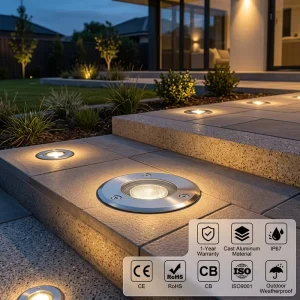 IP67 LED Inground Light 1W RGB Aluminum 10-120° Beam Angle App & Remote Control Warranty for Wall Pathway