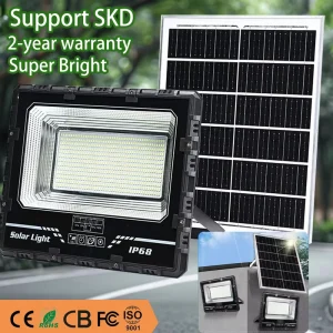 IP67 Solar Flood Light Outdoor Waterproof Aluminum Remote Control 400W 500W LED Road Lamp High-Power Motion Sensor Dimmable