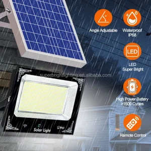 IP67 Waterproof ABS Outdoor Road Led Solar Flood Light with SMD2835 LEDs 6000K Daylight 120 Beam Angle