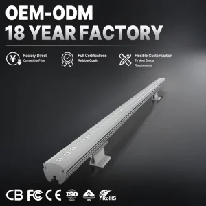 IP67 Waterproof DMX Aluminum Wall Washer LED Linear Light Dimmable for Building and Landscape Projects 18W/24W/36W