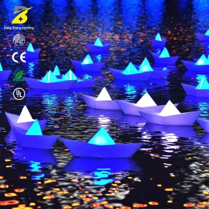 IP67 Waterproof RGB LED Boat Lights Solar Powered Color Changing Floating Landscape Decor for Water Feature Christmas