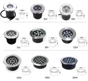 IP67 Waterproof Stainless Steel Aluminum LED Buried Light Rotatable Outdoor 360LM DC24V/AC85-265V 2700K Soft Warm White Gardens