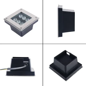 IP67 Waterproof Stainless Steel LED Underground Light 4W Square Recessed CRI90 Commercial Plaza Garden Landscape