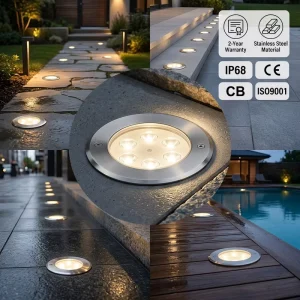 IP68 DMX RGBW SS Recessed LED Inground Spotlight 10-120° Beam Angle App Remote Control for Pools and Driveways