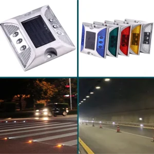 IP68 Steel Solar Street Light High Intensity Prismatic Reflective Ground Mount Traffic Beacon Road Safety Warning Strobe Light
