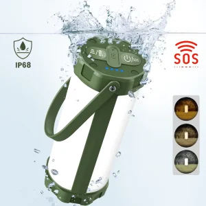 IP68 Waterproof Outdoor 1200 Lumens Mini Portable USB Rechargeable LED Camping Light with SOS Mode