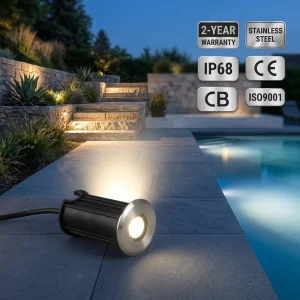 IP68 Waterproof Outdoor 304 Stainless Steel Embedded LED Underground Ground Light for Yard Concrete