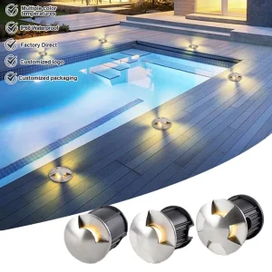 IP68 Waterproof Stainless Steel LED Underground Light 12V DC 1W 1000LM CRI80 Ra80 Exterior Walkway Landscape Lighting