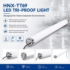IP69K High Lumen SMD2835 LED Tubular Light with 120 Beam Angle Dimmable Sensor Options 5 Year Warranty for Parking Garage Bay