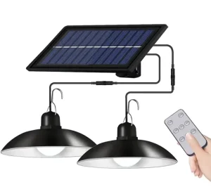 Indoor Outdoor Double-Head Retro Solar LED Barn Light Remote Control