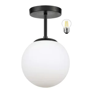 Indoor Outdoor Glass Shade Iron LED E26 Hanging Ceiling Chandelier