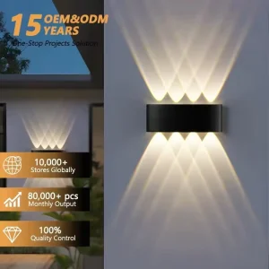 Indoor Outdoor Waterproof Double Head Wall Lamp White Black Garden Porch Sconce 2W 4W 6W 8W 10W 12W up and Down LED Wall Light