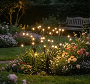 Innovative Outdoor Solar Garden Lights Swaying Firefly Lights Waterproof Starburst Swinging Landscape Lighting for Yard
