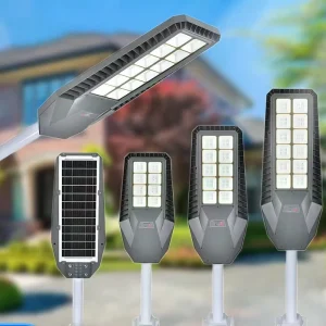 Integrated 300W Outdoor IP65 Waterproof ABS LED Lampadaire Solaire All in One Solar Street Light 180 Beam Angle 6000K Daylight