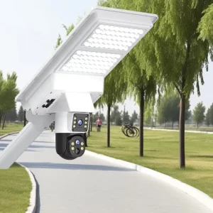 Integrated Solar LED Street Light IP65 Waterproof Motion Sensor Remote Control Dual Screen HD Camera 4G 12-16 Hours Lighting