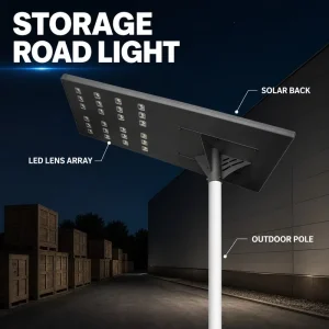 Integrated Solar Street Light 800W COB LED Lens Array High Lumen IP67 Waterproof Industrial Farm Sorting Yard Solar Road Light