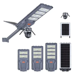 Integrated Solar Street Light With CCTV Camera Microwave Motion Sensor Mono Solar Panel IP65 Outdoor Security Road Light