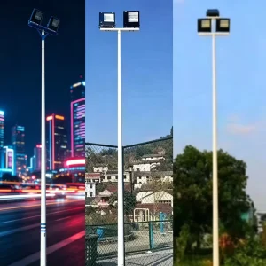Iron Square Hot Dip Galvanized Anti Corrosion High Mast Light Pole with 20+ Years Lifespan 200 km h Wind Resistant