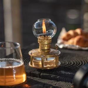 JF-4U Brass French Country Christmas Kerosene Camping Lamp Handmade 200ml Capacity for Outdoor and Indoor Use with Warm Light