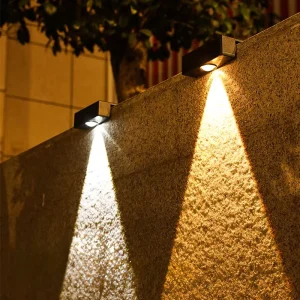 JIANGYU Solar Lights Outdoor 1LED White Light Warm Light 1000mAh for Porch Courtyard Staircase Solar Garden Lights