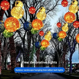 LED Aluminum-Wire Vine Ball Lights Spherical Tree-Lighting Fixtures Holidays Cultural Tourism Hanging Tree Lamps Lights
