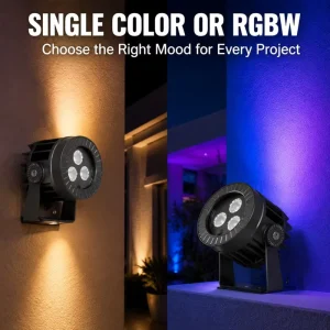 LED Architectural Flood Light 5 Wire RGBW Spotlight IP66 3000K Adjustable Surface Mounted for Tree and Villa Project