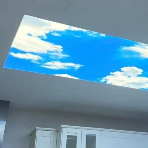 LED Backlit Sky Blue Aluminum Frame PVC Membrane Stretch Ceiling Light Box