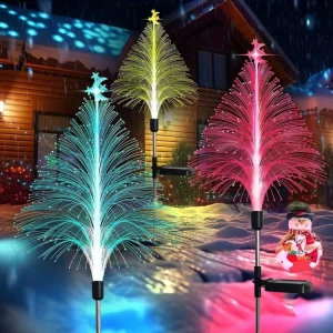 LED Battery Garden Light 7 Colors Changing Christmas Tree Stake Lamp Outdoor Fun Color-Changing Jellyfish Lamp IP44 Waterproof