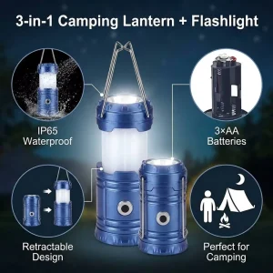 LED Camping Lantern Portable ABS IP65 Collapsible Outdoor Emergency Light for Storm Outages