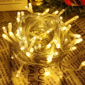 LED Christmas 10M 100LEDS Holiday Light String Holiday Outdoor Waterproof Transparent Thread Fairy Wreath Decoration