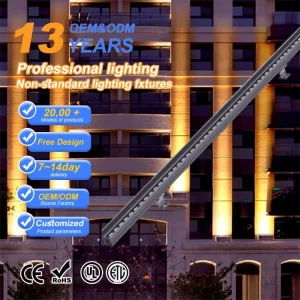 LED DMX RGBW 12W Aluminum Wall Washer Light Outdoor Waterproof IP66 Linear Flood Light Dimmable Building Facade Villa Garden